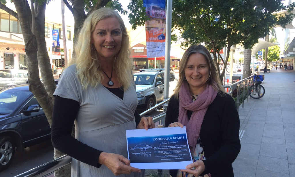 AMAZING EXPERIENCE: Winner of the holiday swimming with whales in Tonga, Helen Lambert with Coffs Central retail manager Debbie Avery. AMAZING EXPERIENCE: Winner of the holiday swimming with whales in Tonga, Helen Lambert with Coffs Central retail manager Debbie Avery.